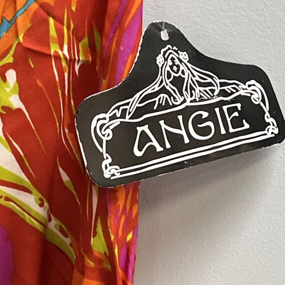 Angie Dress Womens S Orange Satin One Shoulder High Low Mini Tropical Resort‎ - Picture 3 of 7